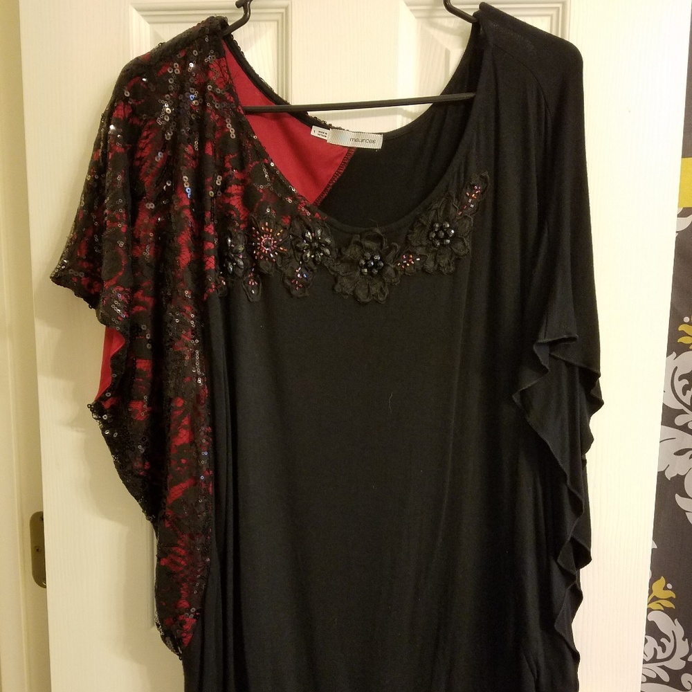 Maurices red and black sequin top